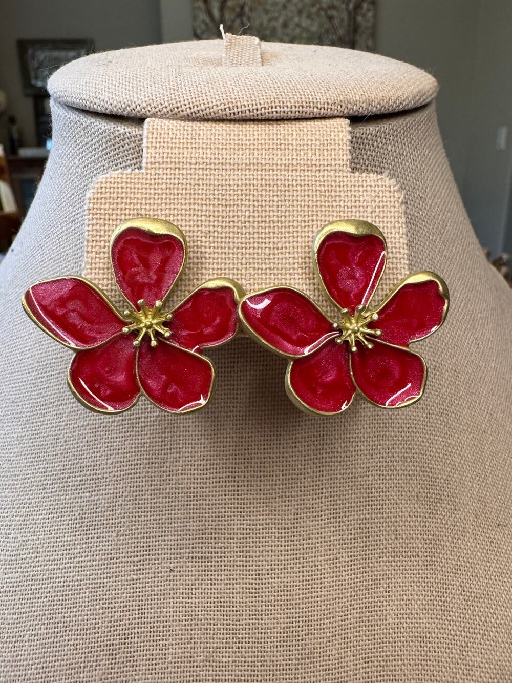 Dark Pink Hibiscus Earring Bundle Set of 2 Dark Pink Accessories Earrings